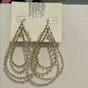 Free Press Silver and Gold Beaded Teardrop Earrings